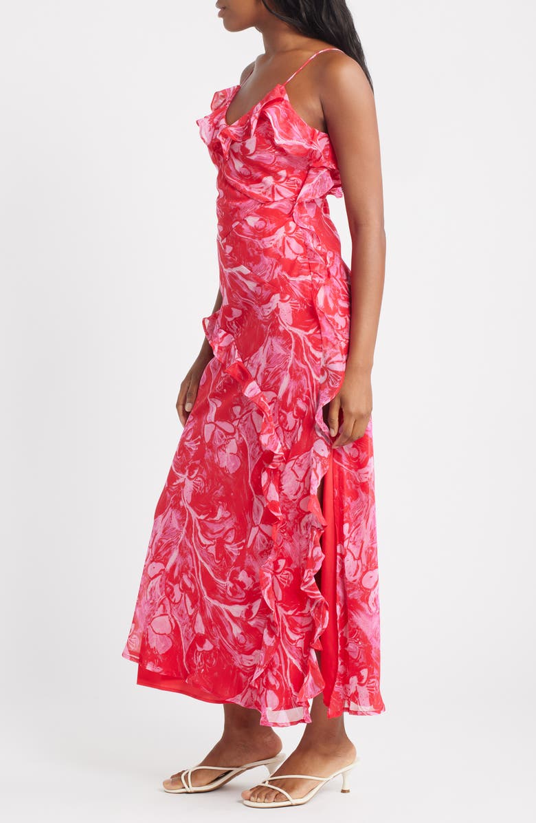 Topshop Ruffle Midi Slipdress, Alternate, color, Pink