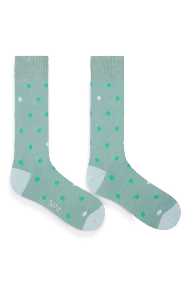 Orlando Polka Dot Dress Socks, Alternate, color, LIGHT GREYISH GREEN