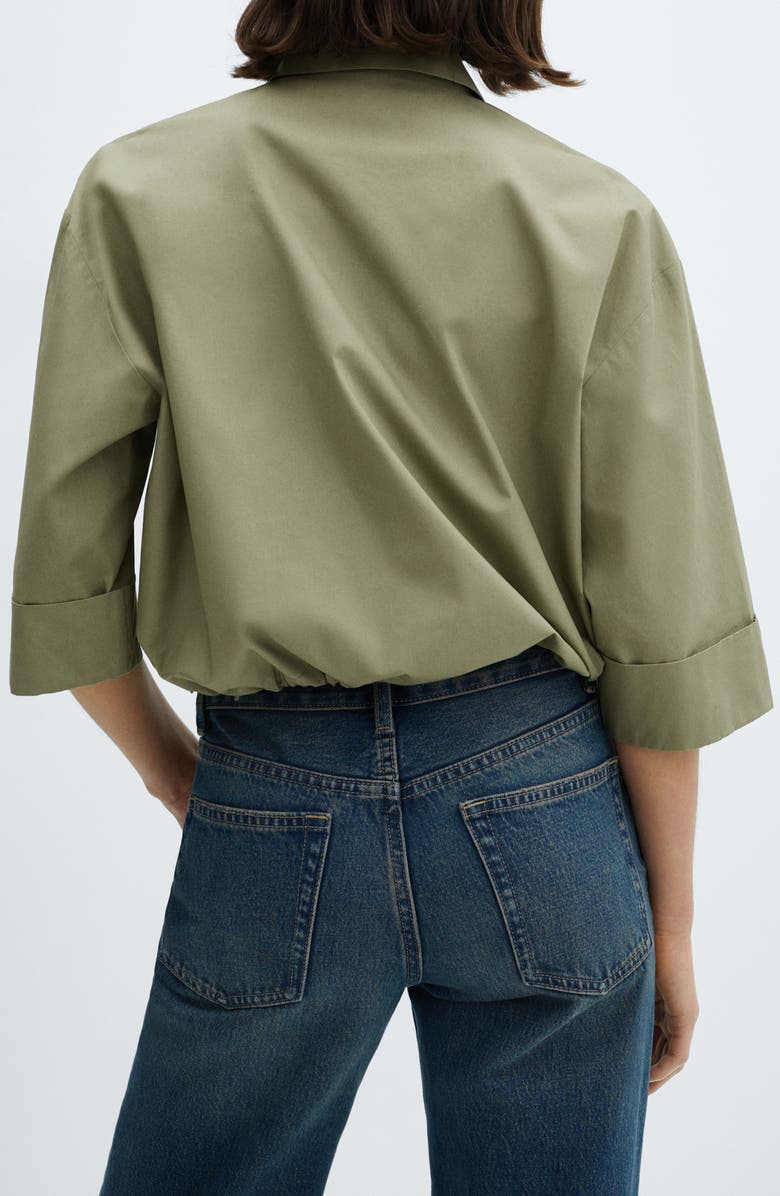 MANGO Drawcord Hem Cotton Snap-Up Shirt, Alternate, color, 