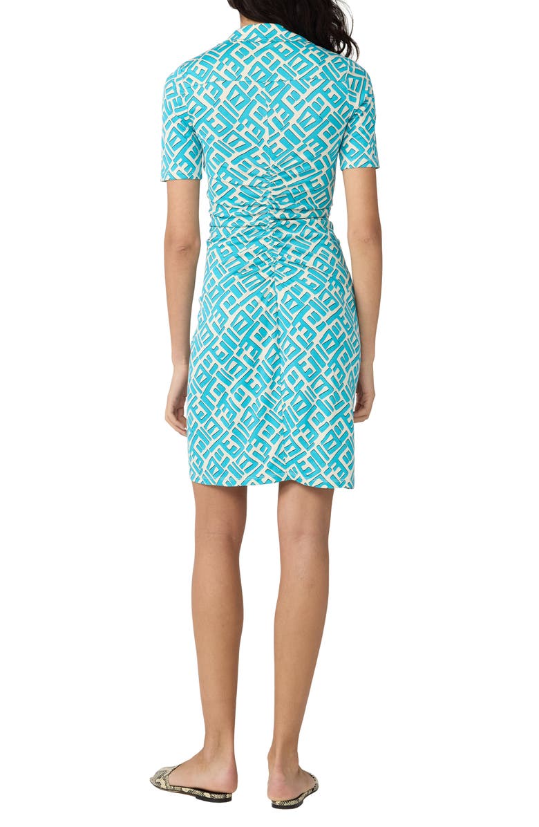 Diane von Furstenberg Zoey Ruched Minidress, Alternate, color, Accra Geo Mini Aquamarine
