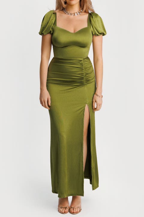Shapewear Square Neck Slimming Sculpting Maxi Dress with Sleeves