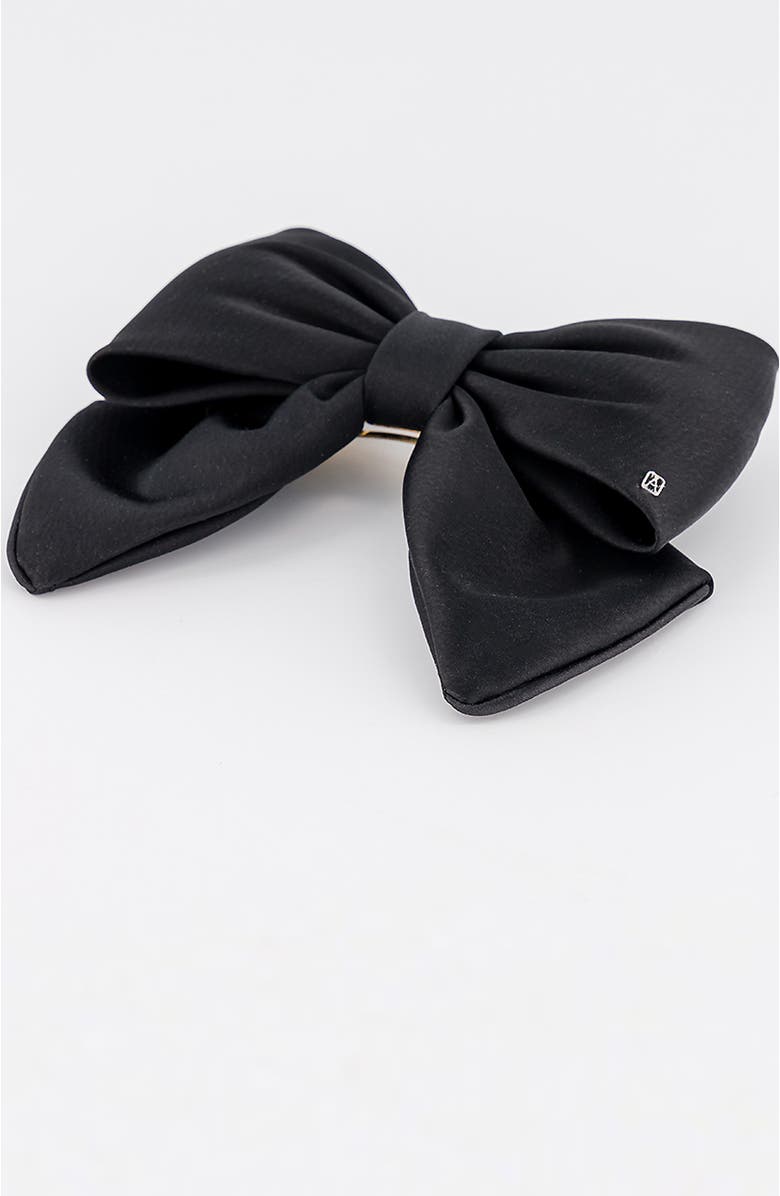 Alexandre de Paris Silk bow barette, Alternate, color, Black