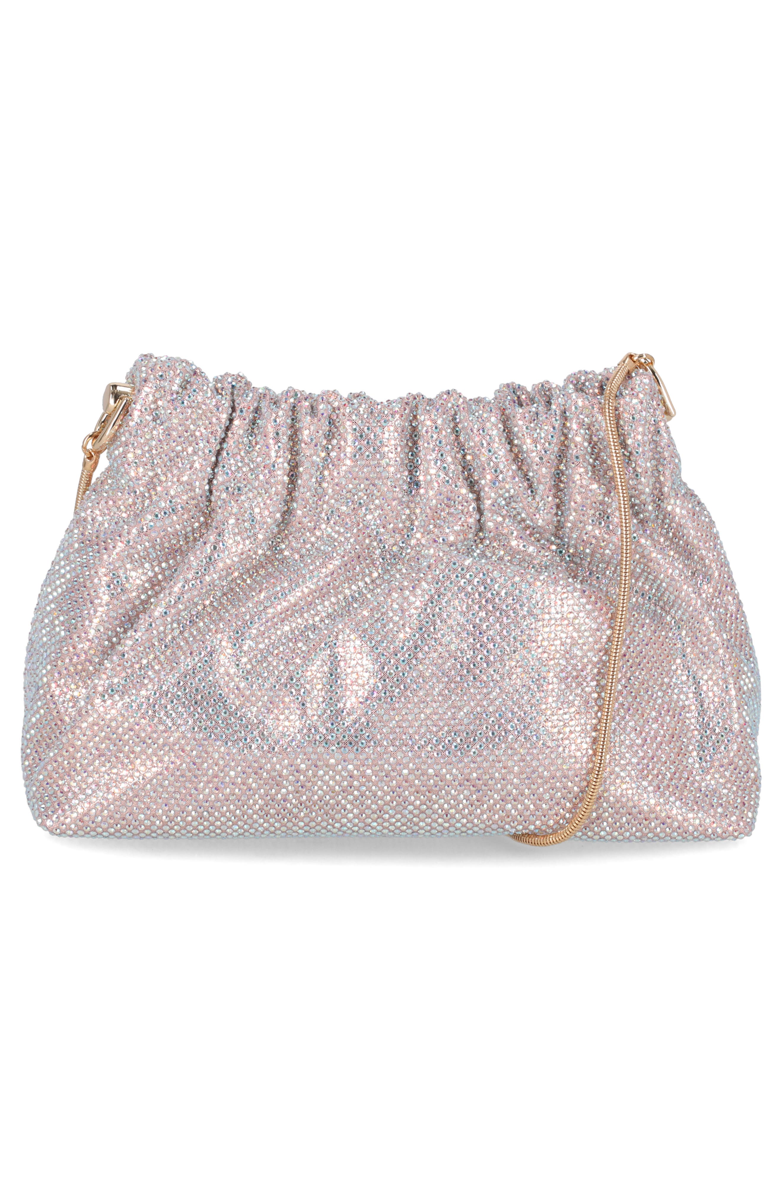 Jessica McClintock Leann Crystal Embellished Clutch, Alternate, color, Blush