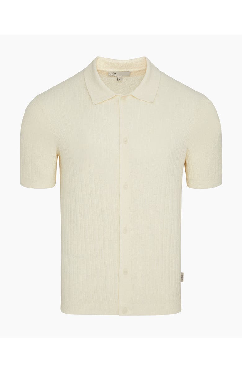 Onia Boucle Rib Button Up Shirt, Alternate, color, Cream