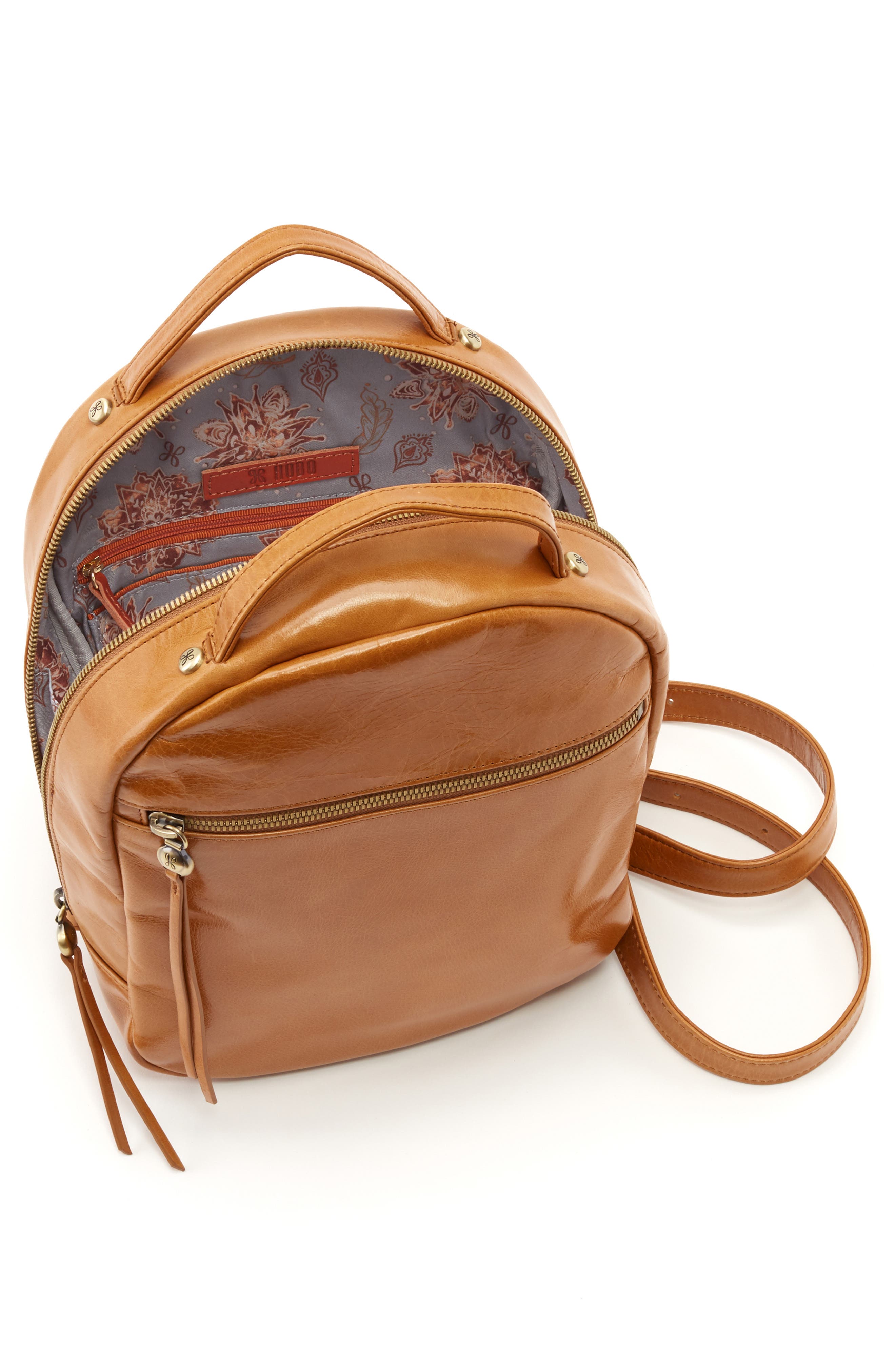 Hogan Leather Backpack, Alternate, color, HONEY