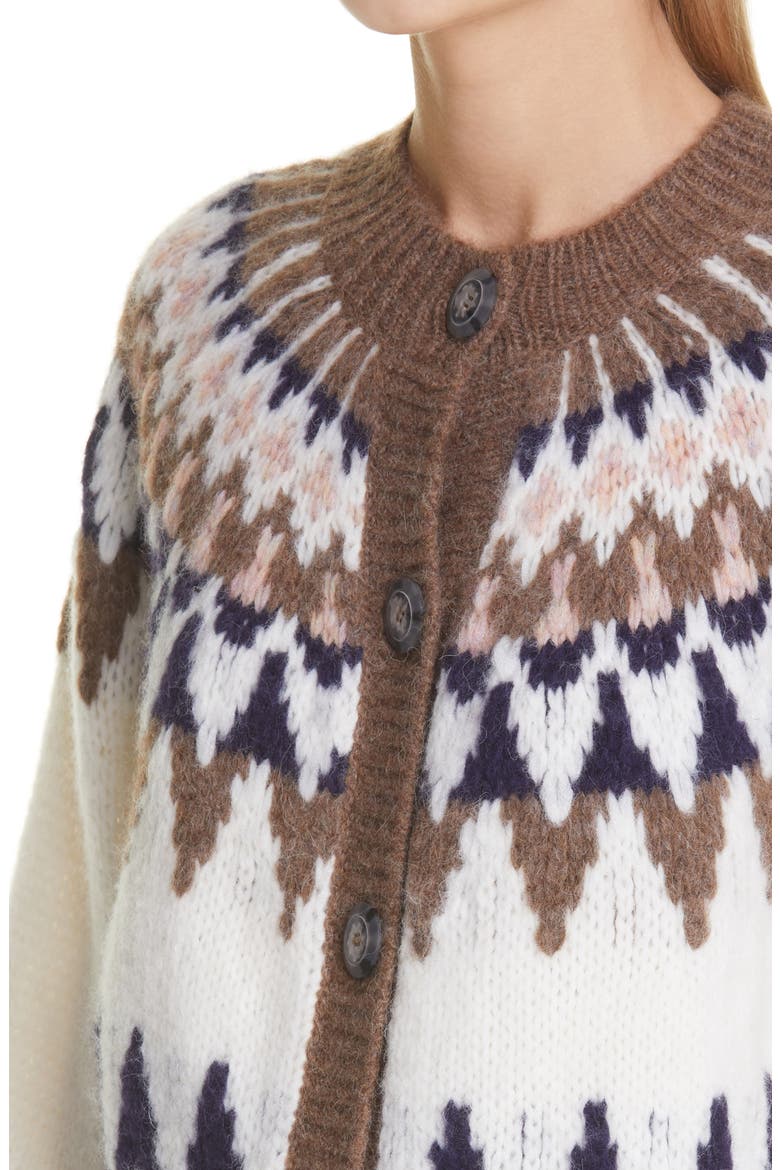 Fair Isle Alpaca Blend Cardigan, Alternate, color, OFF WHITE MULTI