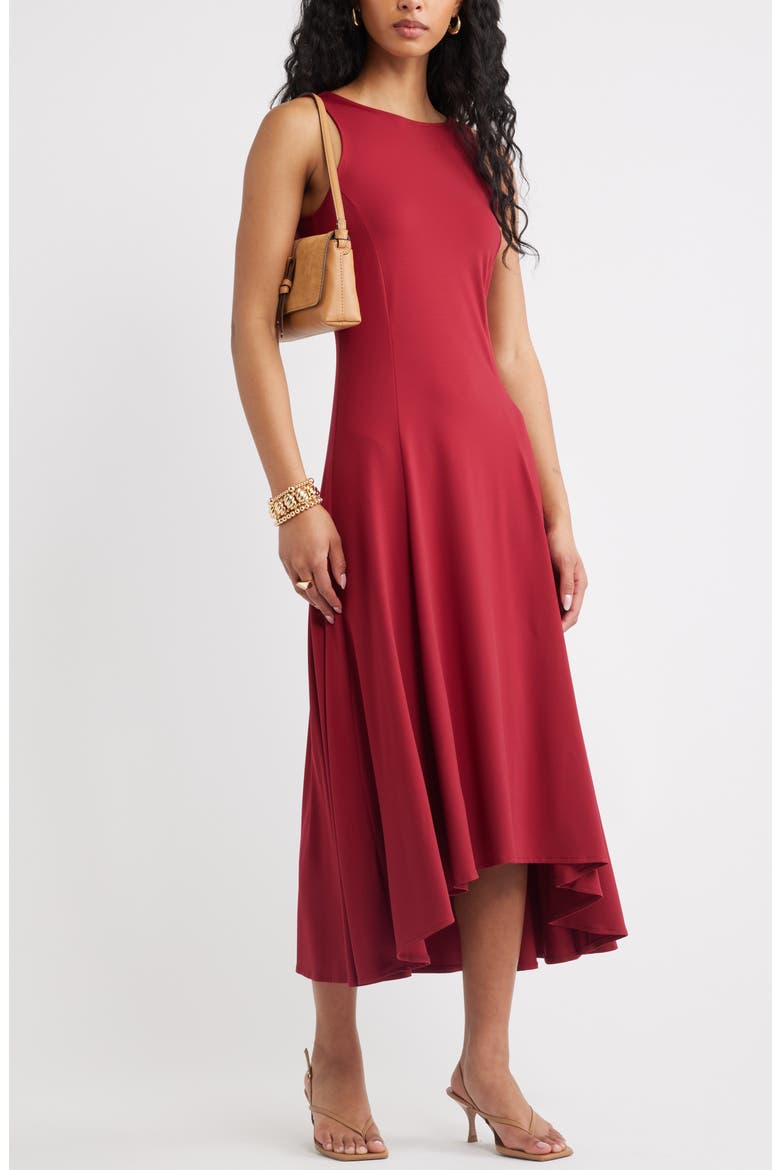 High-Low Sleeveless Midi Dress, Alternate, color, RED RUMBA