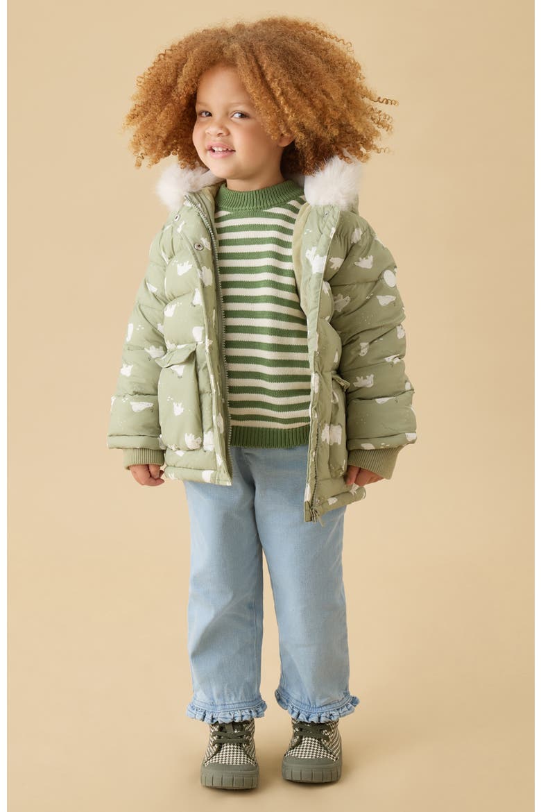 Polar Bear Quilted Jacket, Alternate, color, Tea & Polar Bear