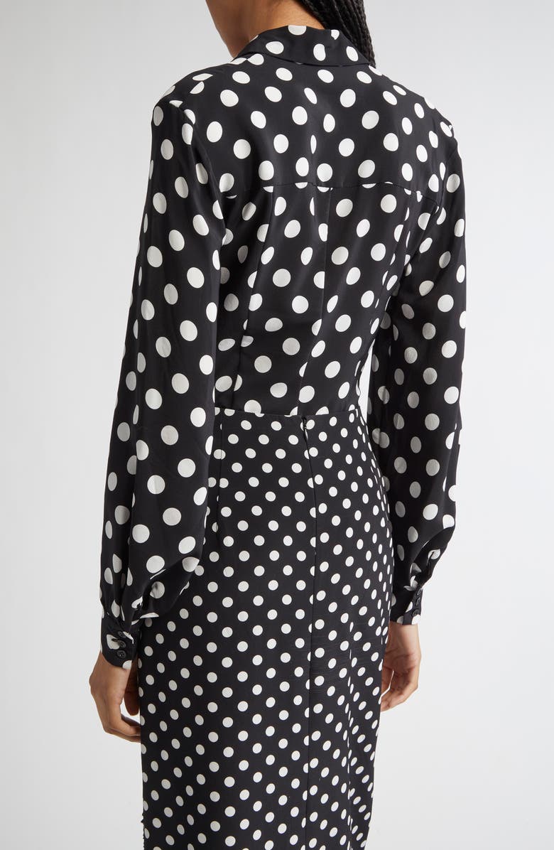 Carolina Herrera Polka Dot Silk Button-Up Shirt, Alternate, color, 