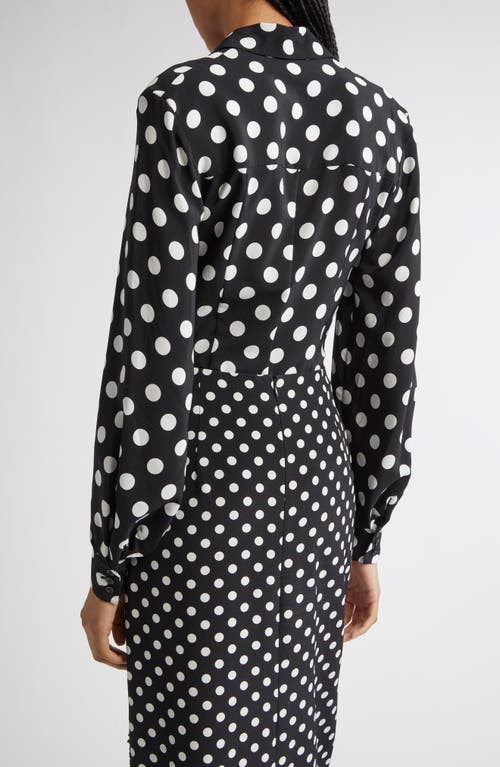 Carolina Herrera Polka-dot Button Down Shirt In Black/ivory