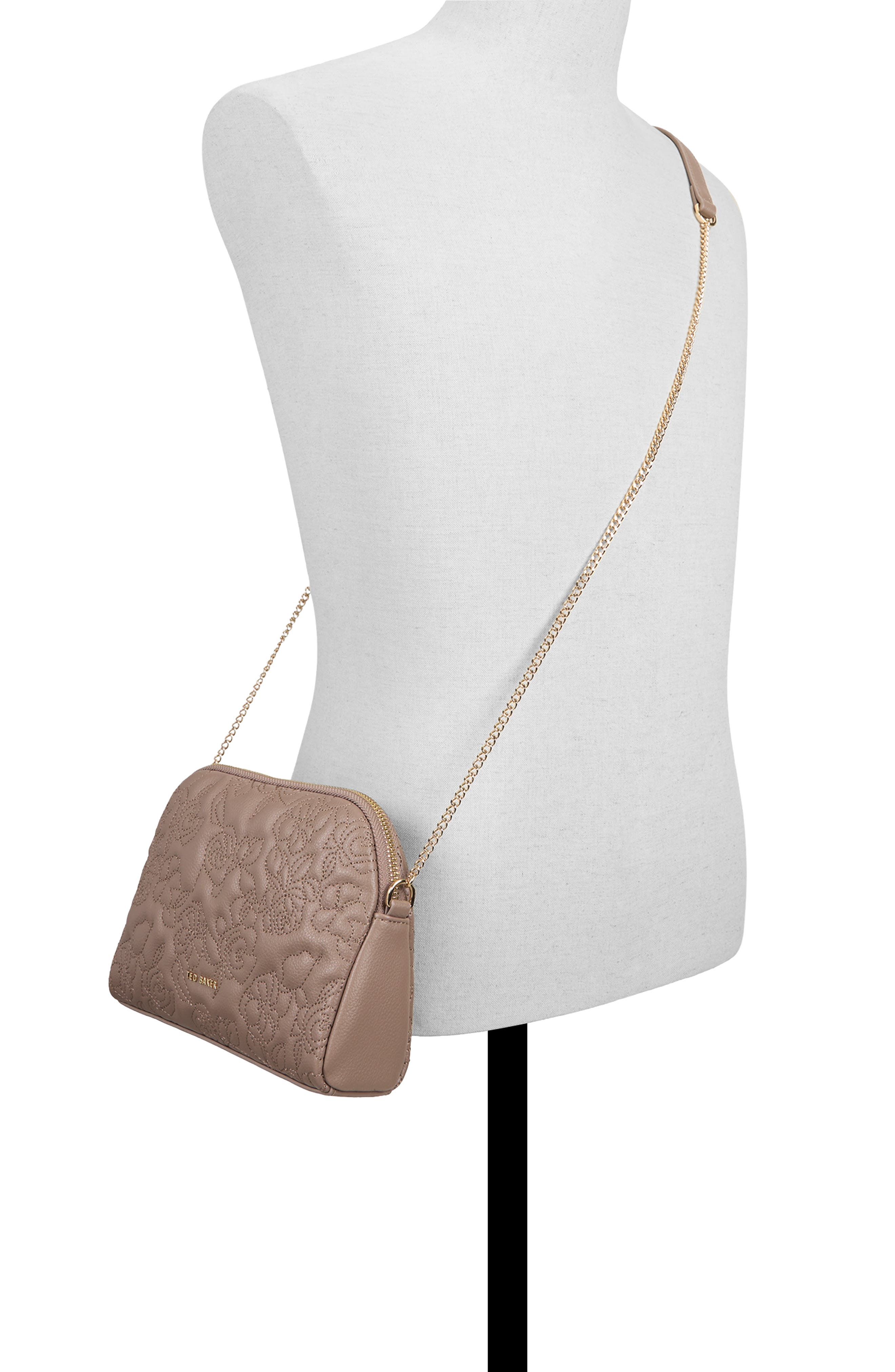 Ginny Quilted Faux Leather Crossbody Bag, Alternate, color, PEBBLE OPEN GREY
