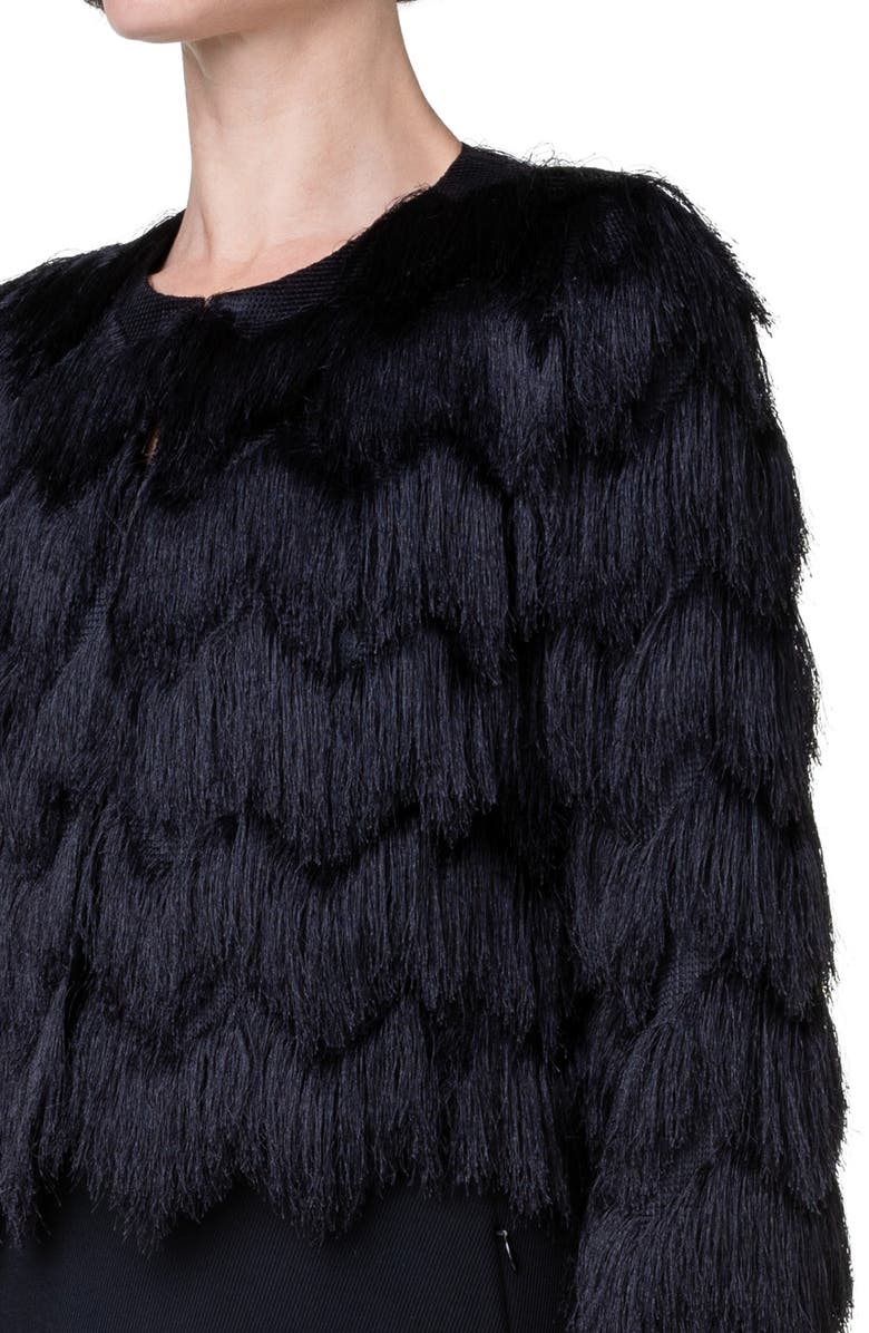 Akris punto Zigzag Fringe Crop Jacket, Alternate, color,