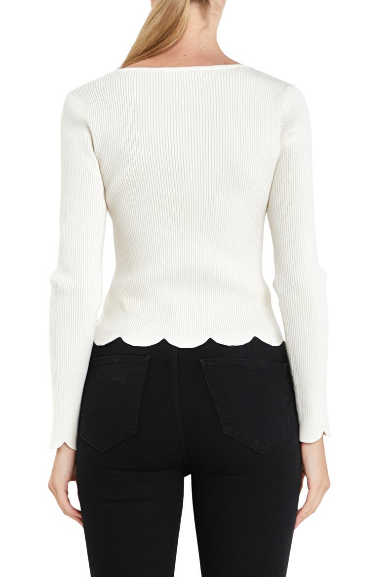 Scallop Hem Sweater, Alternate, color, CREAM