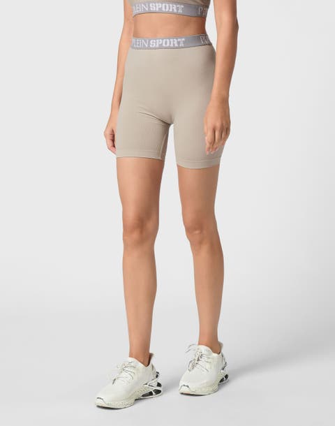Rib Seamless Biker Shorts Logo Women