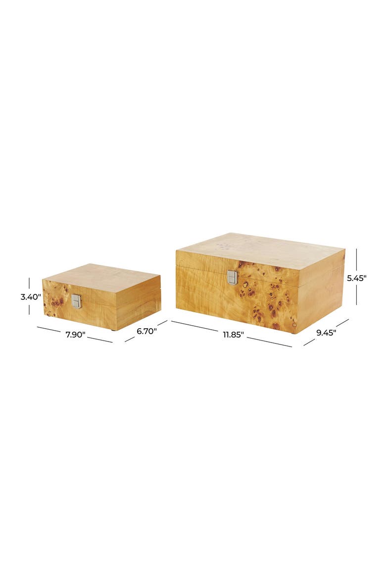 Wood Set of 2 Decorative Boxes, Alternate, color, BROWN