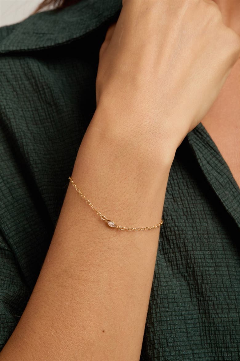 Marquise Birthstone Bracelet, Alternate, color, Gold / February