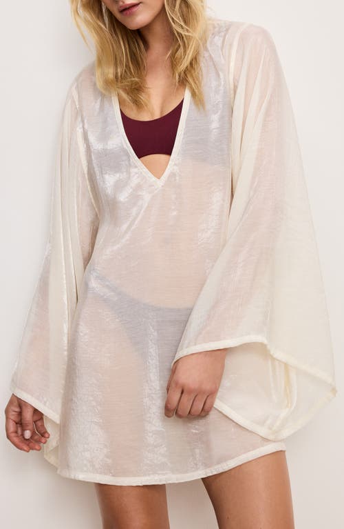 GOOD AMERICAN GOOD AMERICAN PLUNGE LONG SLEEVE SHEER COVER-UP TUNIC