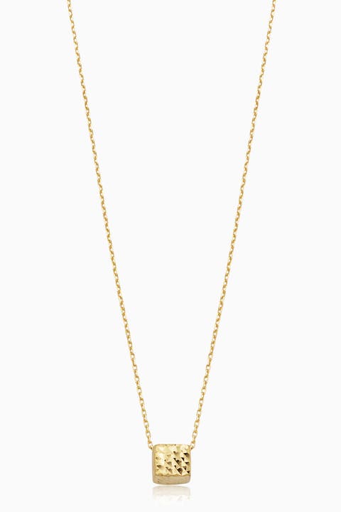 14K Yellow Gold Cubism Pendant Necklace