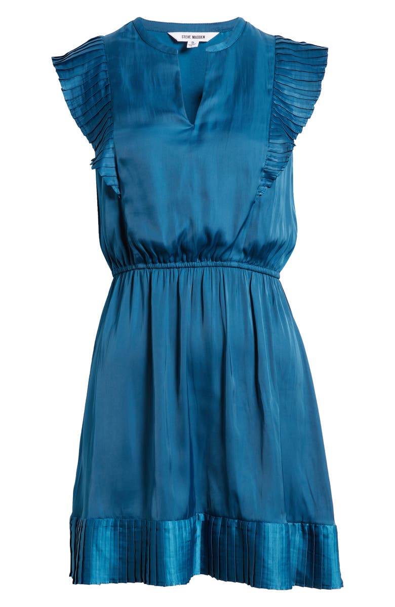 Steve Madden Verona Pleated Cap Sleeve Minidress, Alternate, color, Moroccan Blue