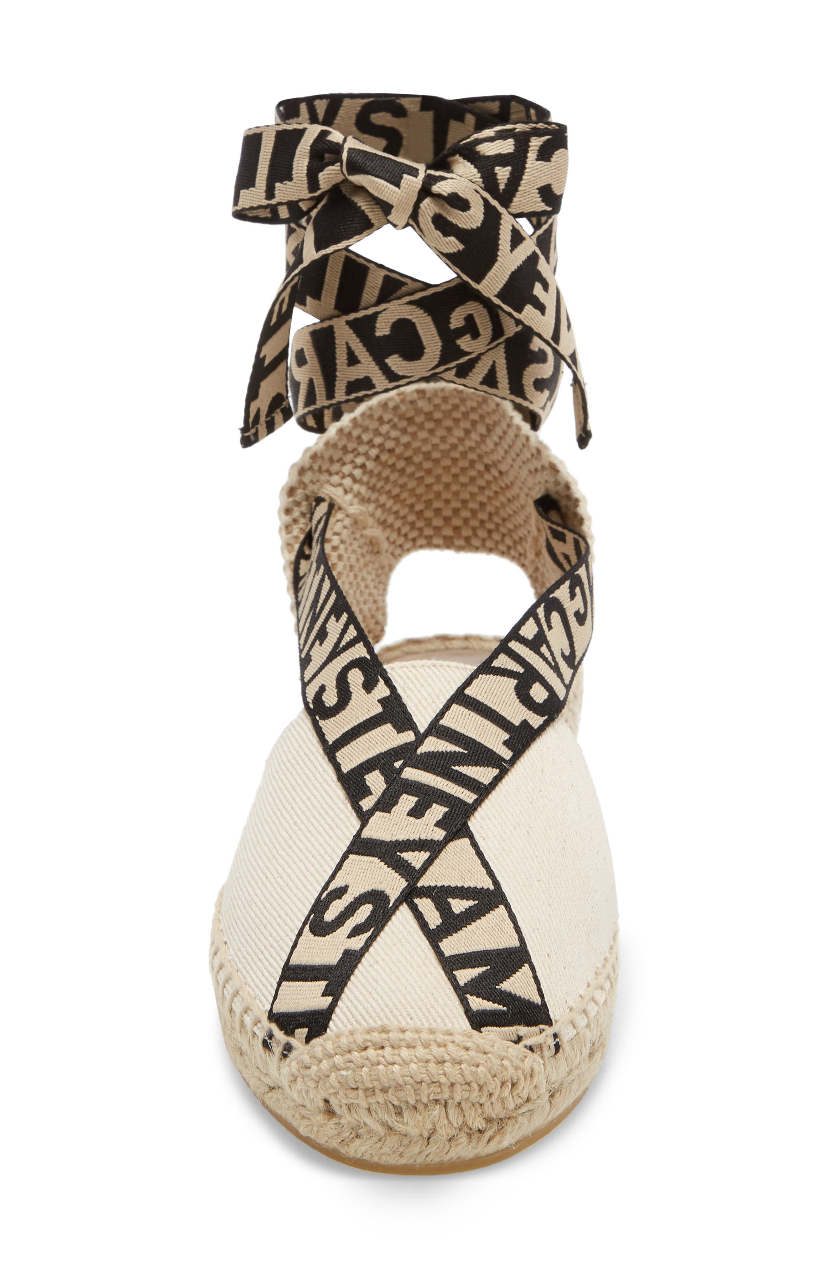 Gaia Logo Ankle Wrap Espadrille Flat, Alternate, color, STRAW/ ECRU