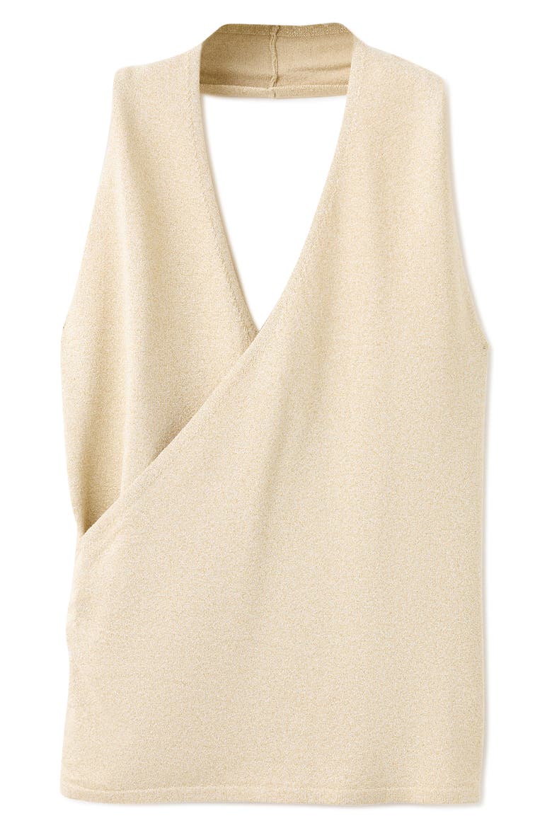 Metallic Cross Neck Fine Knit Top, Main, color, GOLD