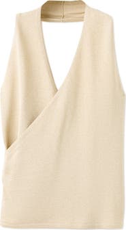 MANGO TEEN Metallic Cross Neck Fine Knit Top