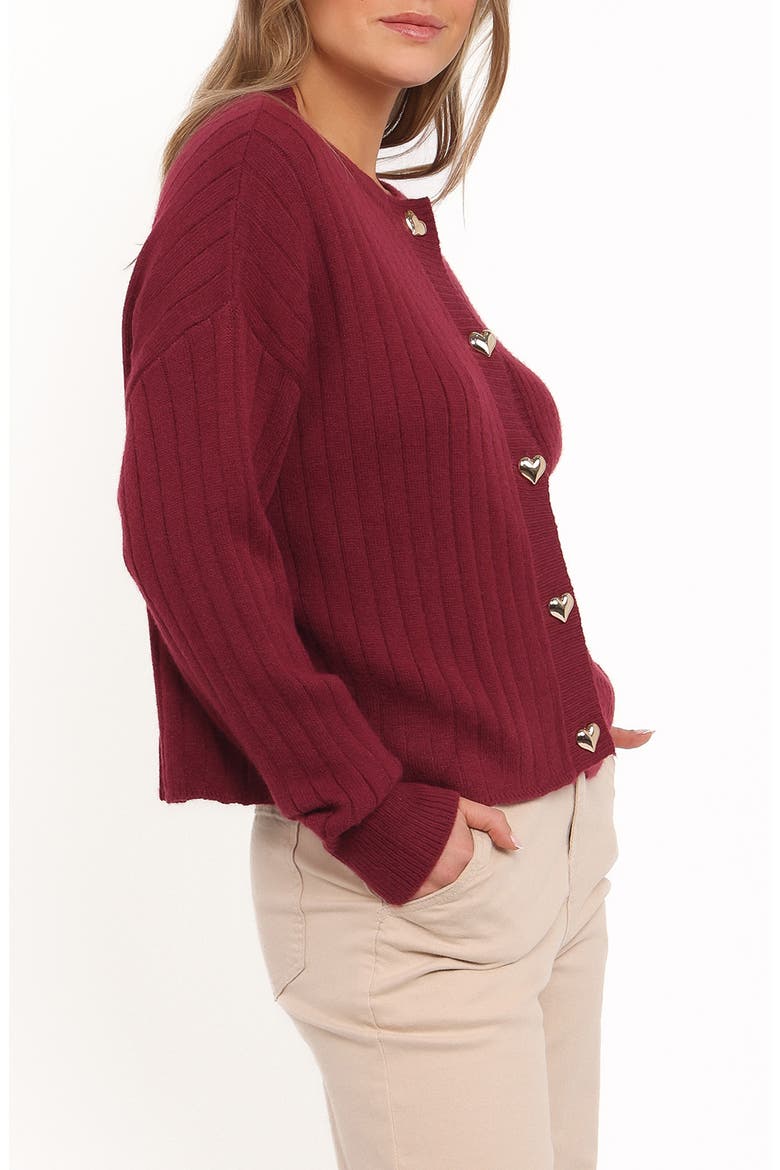 Loulani Heart Button Cardigan, Alternate, color, CHERRY