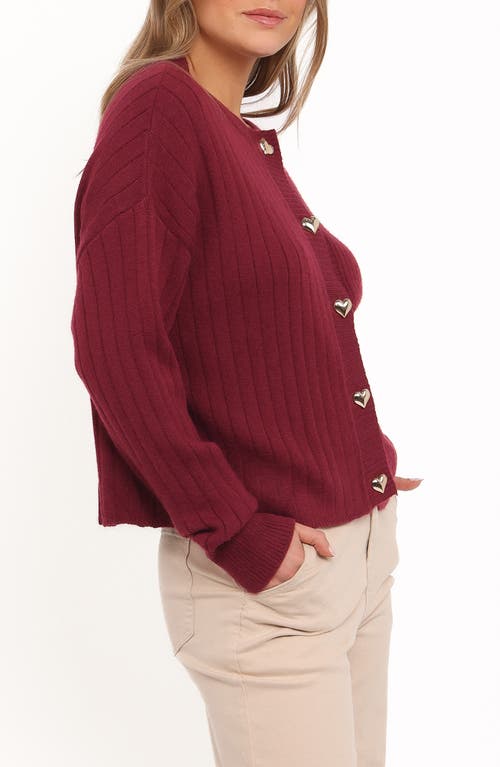 Petal And Pup Petal & Pup Loulani Heart Button Cardigan In Red