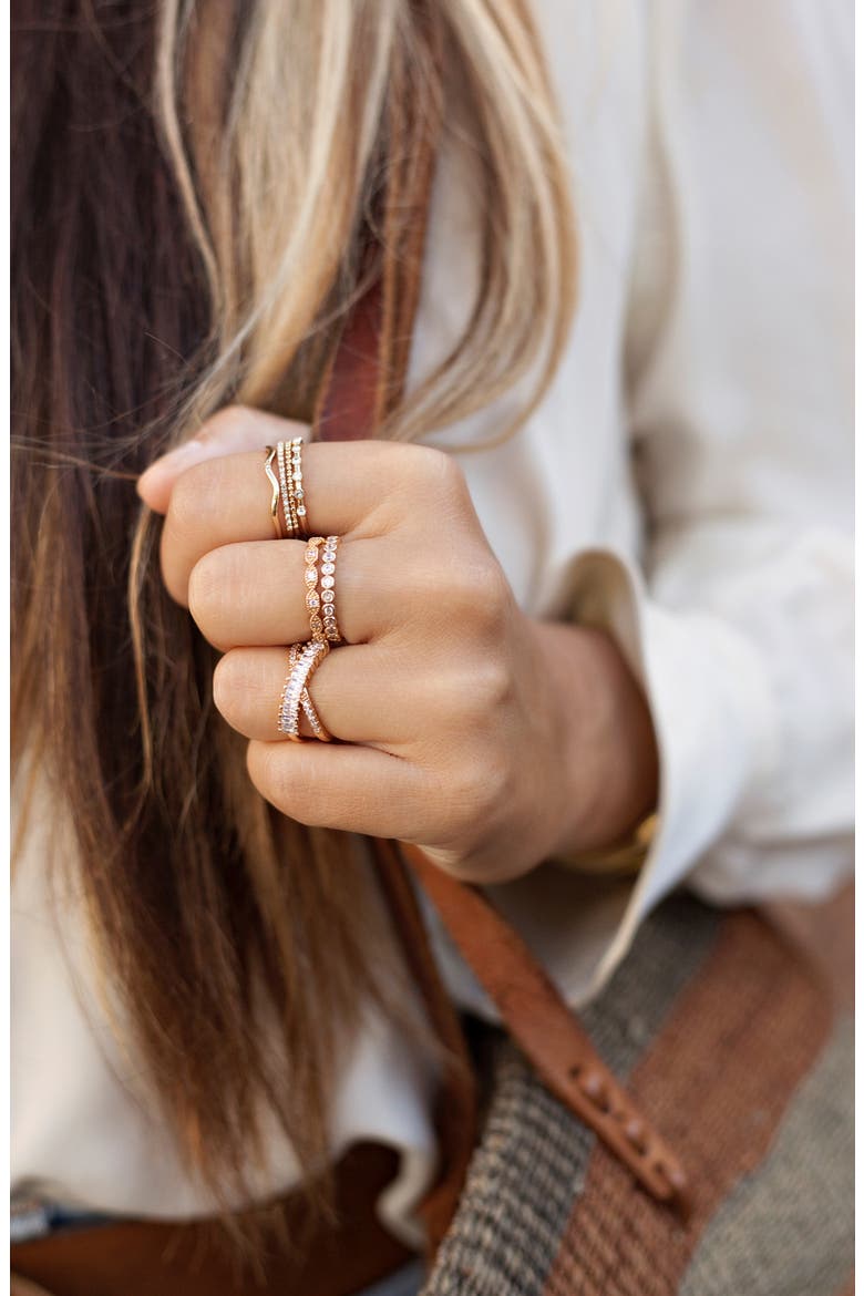 Set of 6 Stacking Rings, Alternate, color, GOLD