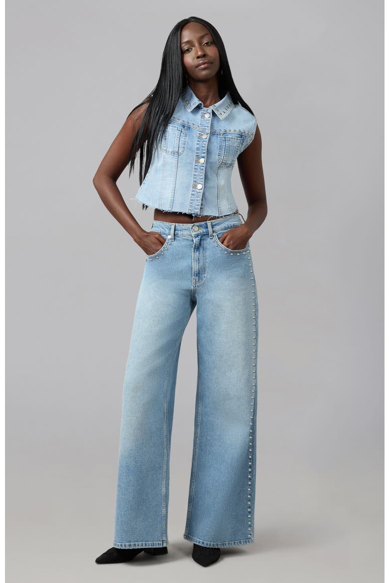Milan Ultra High Rise Wide Leg Jeans, Alternate, color, STUDDEN WHIMSY BLUE