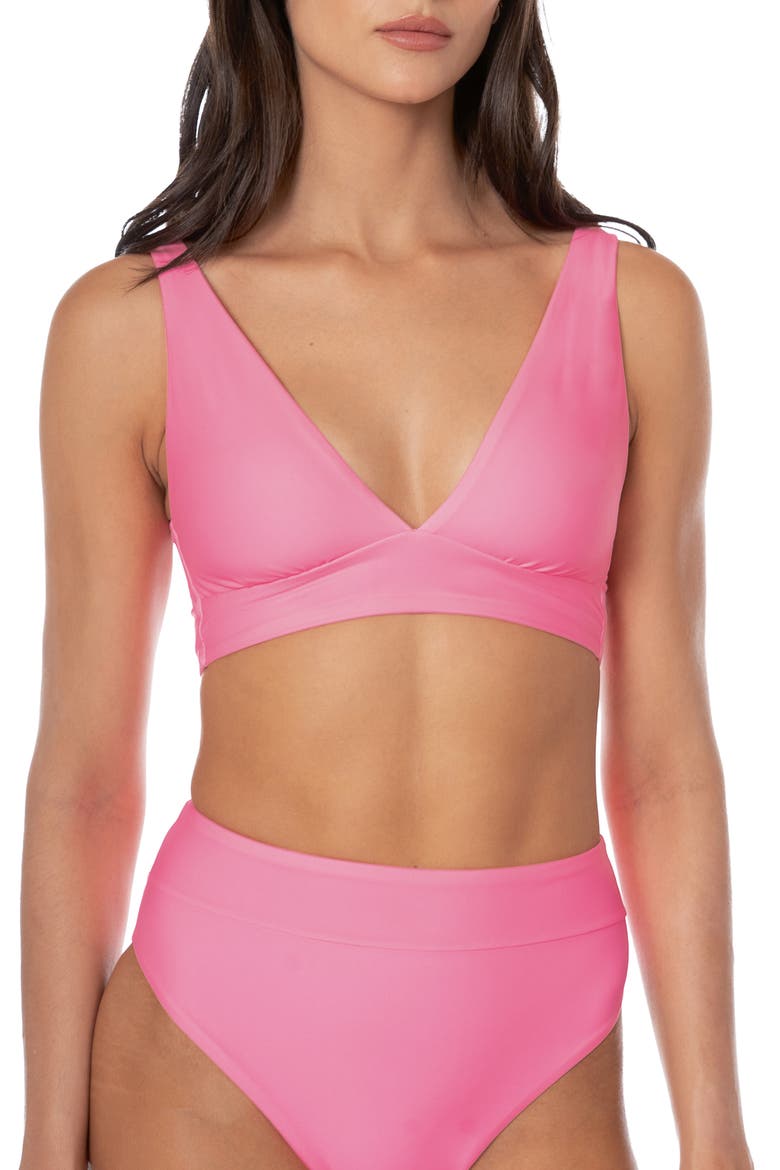 Pink Allure V-Neck Bikini Top, Alternate, color, PINK
