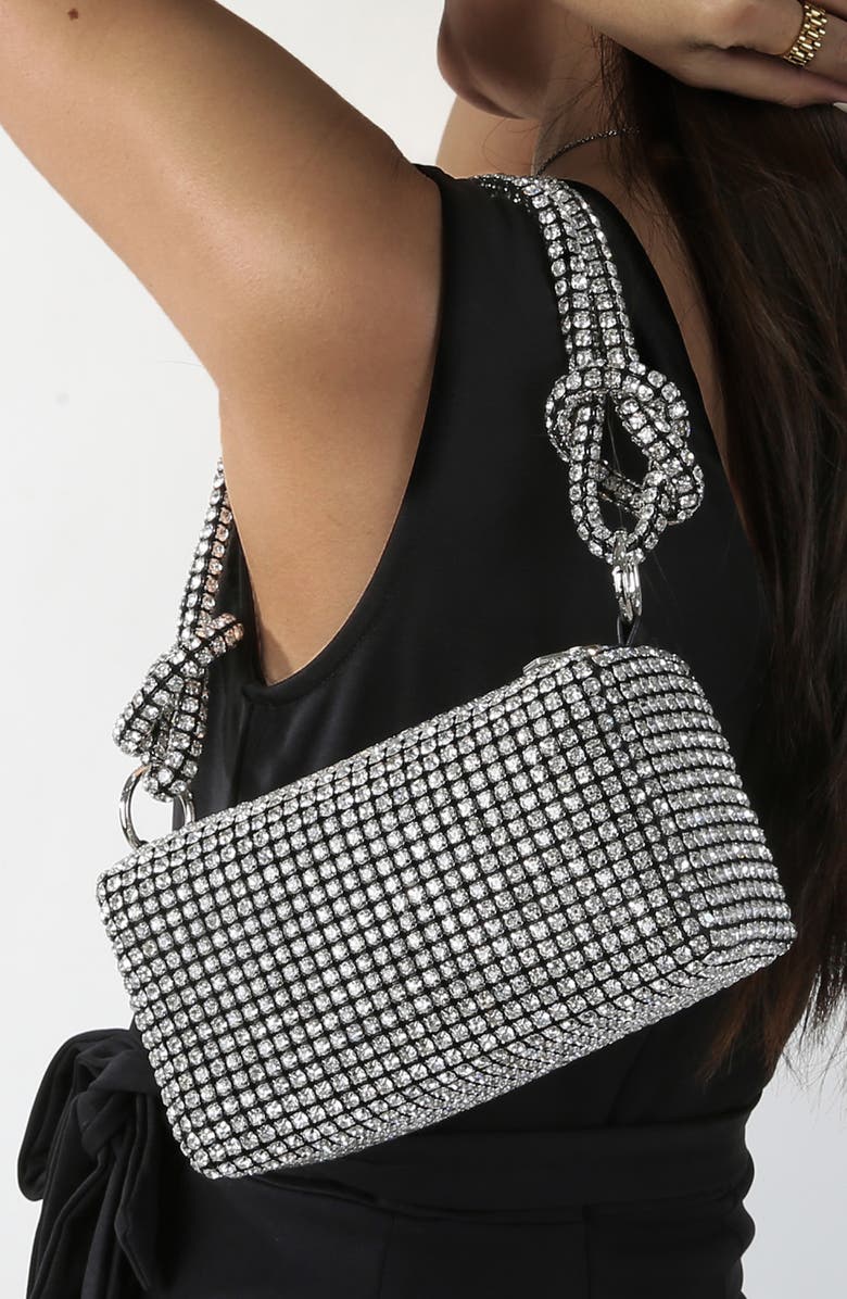 BERNESS Rhinestone Rectangular Shoulder Bag, Alternate, color, Silver