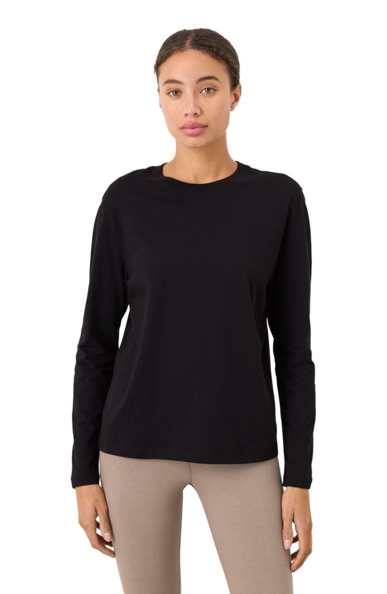 Pact Organic Cotton Women's Softspun Essential Crewneck Long Sleeve Tee, Alternate, color, Black