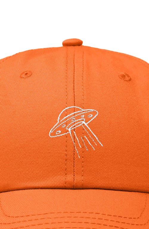 Dalix Ufo Embroidered Adjustable Dad Cap In Orange