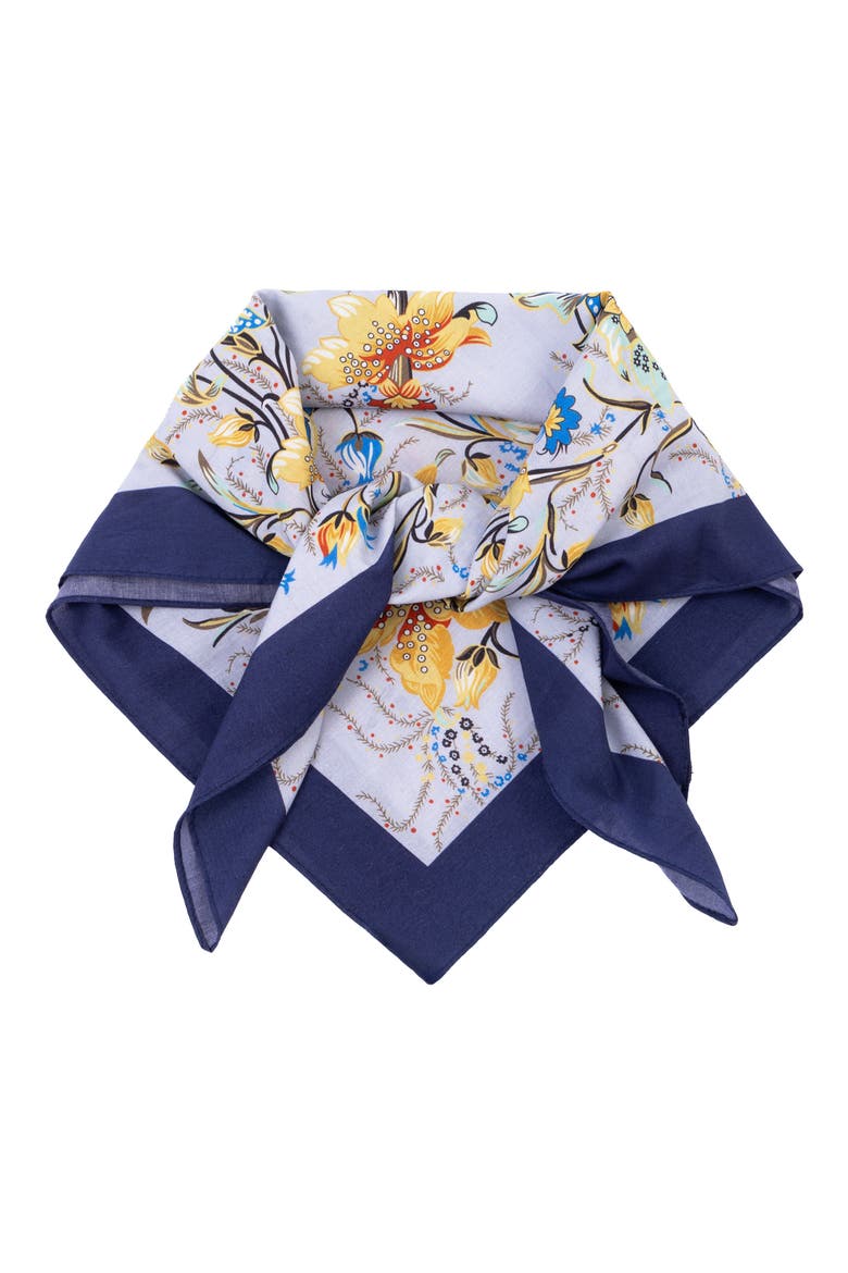 Bloom Border Square Scarf, Alternate, color, BLACK/ WHITE