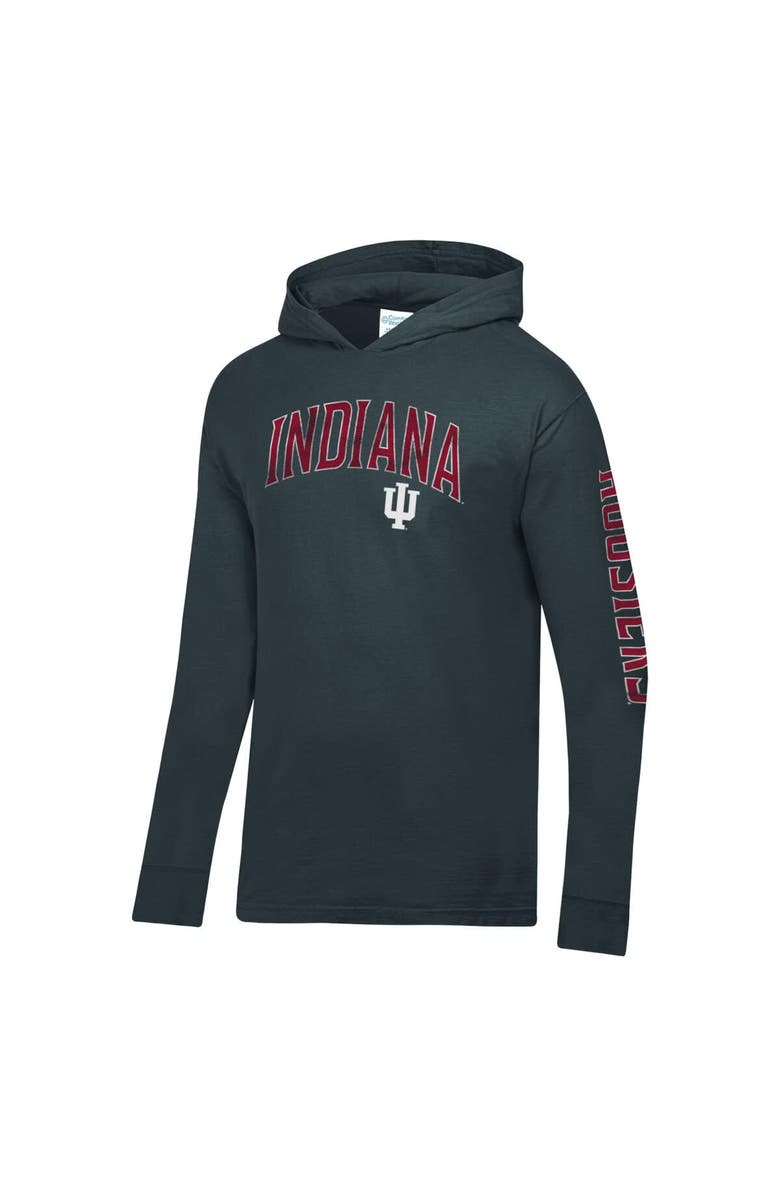 ComfortWash Men's ComfortWash  Charcoal Indiana Hoosiers Long Sleeve Hooded T-Shirt, Alternate, color, Charcoal