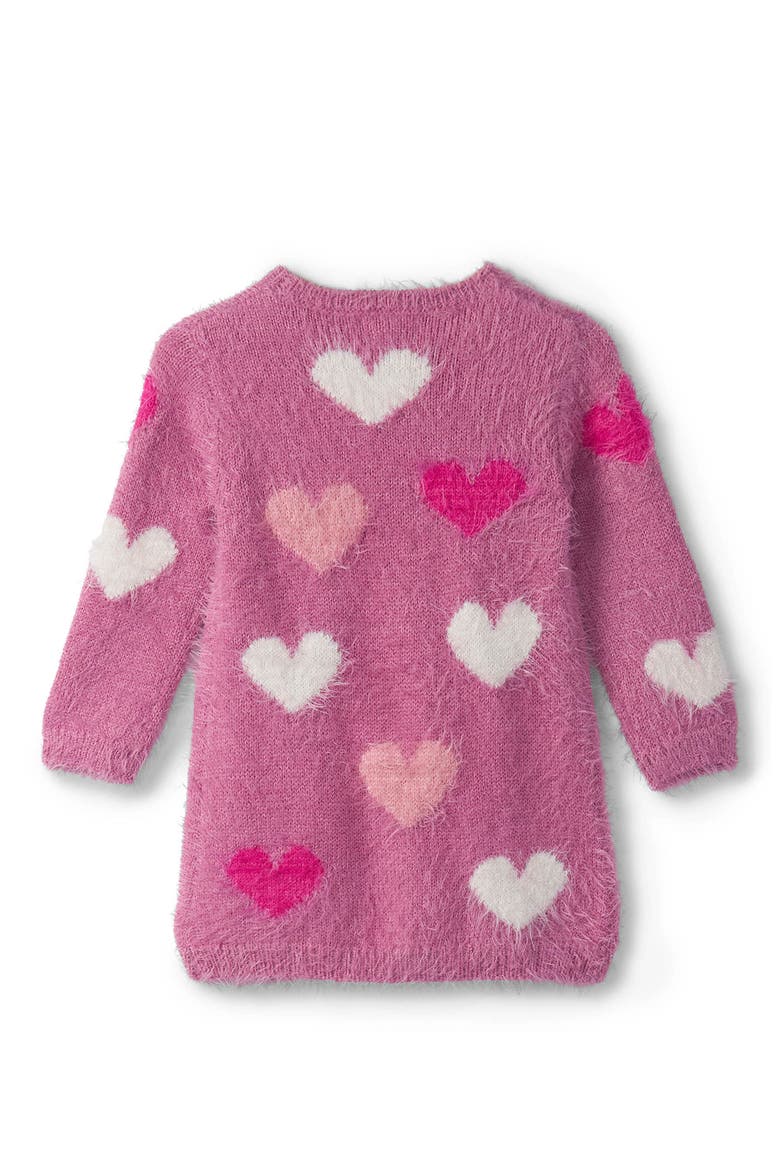 Heart Print Long Sleeve Sweater Dress, Alternate, color, PINK