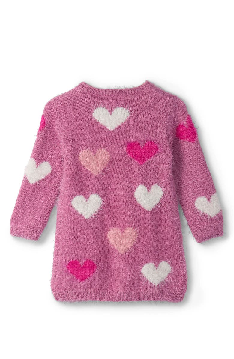 Hatley Heart Print Long Sleeve Sweater Dress, Alternate, color, Pink