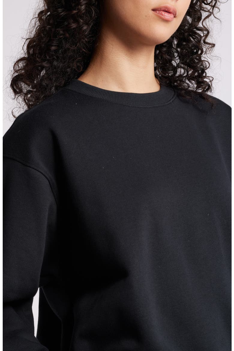 Fleece Detail Oversize Crewneck Sweatshirt, Alternate, color, BLACK JET