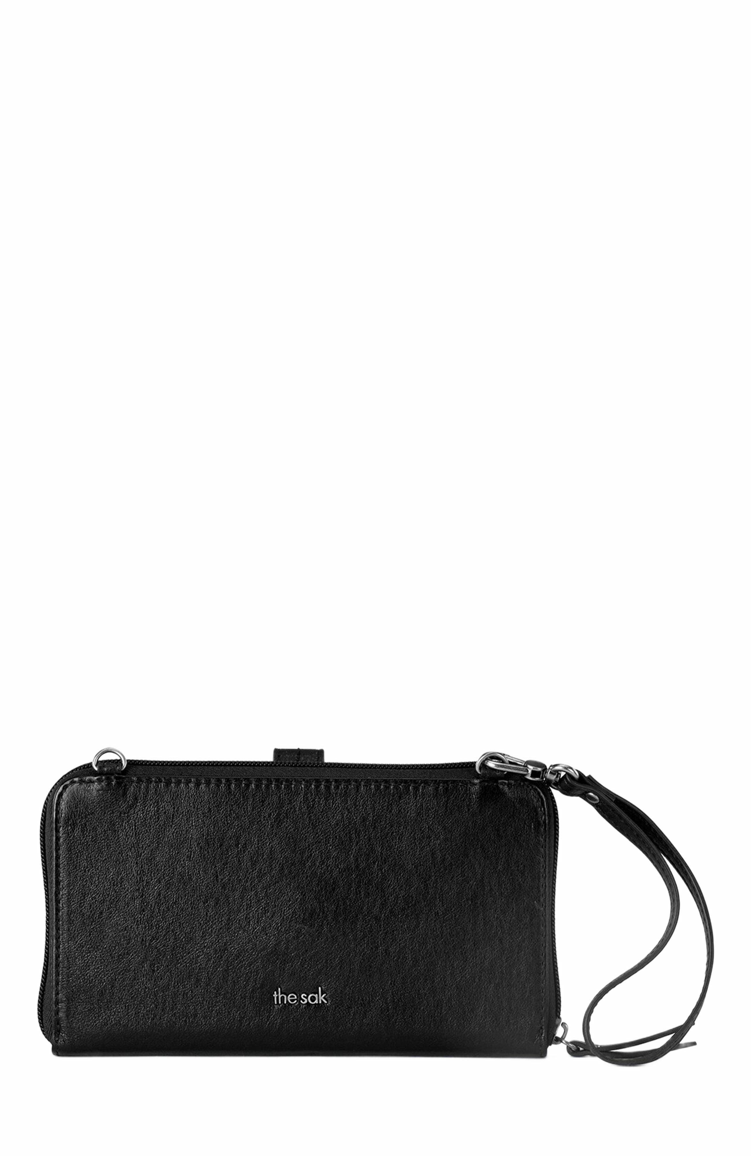 The Sak Iris Smartphone Crossbody Bag, Alternate, color, Black Leaf Emboss