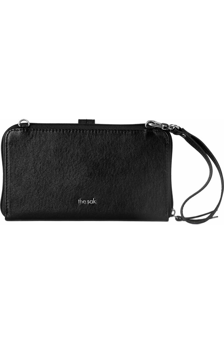 The Sak Iris Smartphone Crossbody Bag, Alternate, color, Black Leaf Emboss