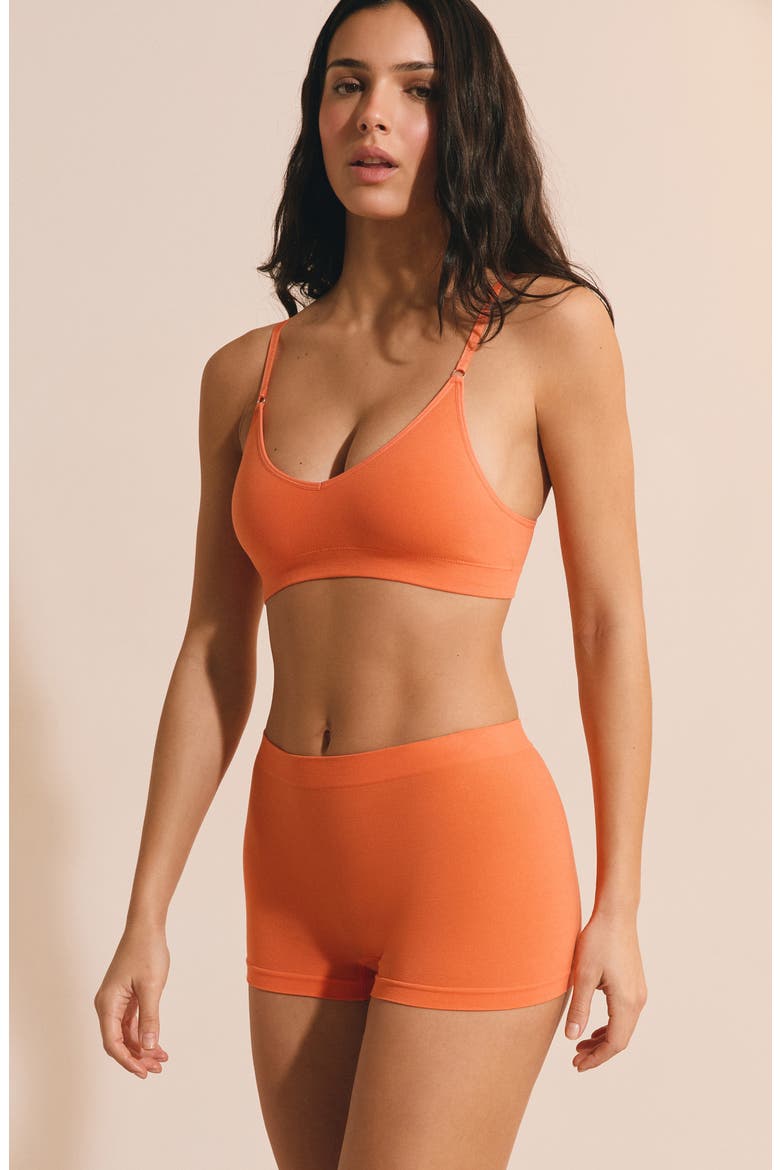 Amande Seamless Cotton Blend Boyshorts, Alternate, color, APRICOT