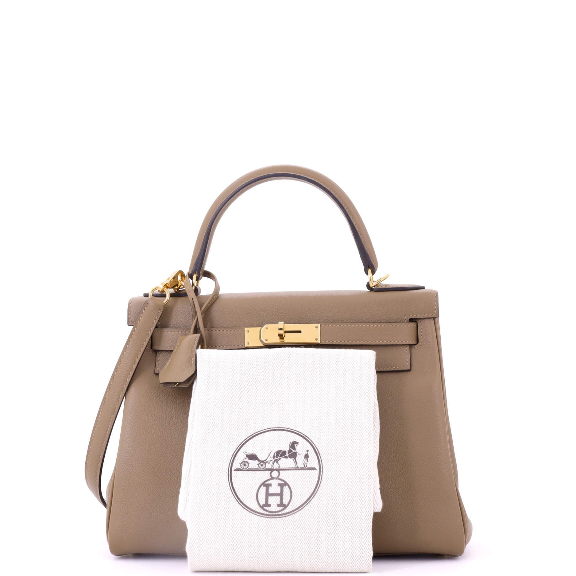 Pre-Owned Hermes Kelly Handbag Brown Evercolor with Gold Hardware 28, Alternate, color, 