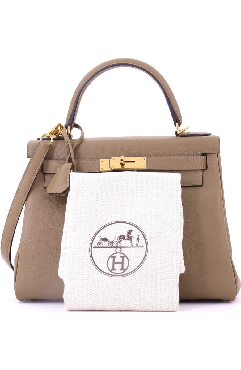 Pre-Owned Hermes Kelly Handbag Brown Evercolor with Gold Hardware 28, Alternate, color,