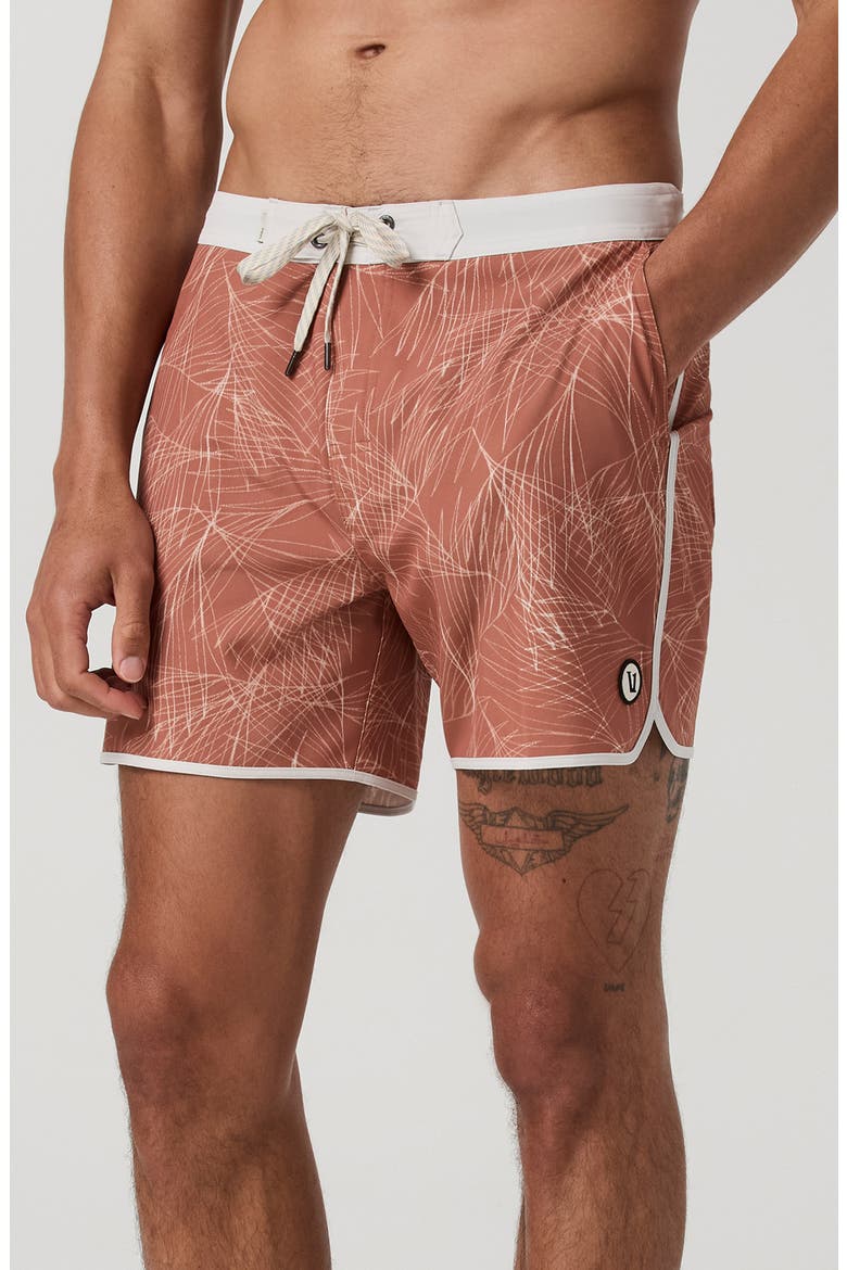 Cruise Swim Trunks, Main, color, VINTAGE RED PALM SHADOW