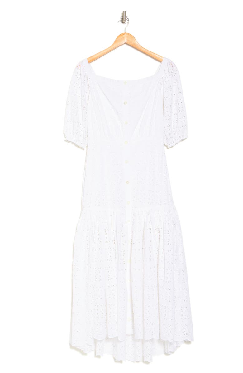 Veronica Beard Cali Off the Shoulder Eyelet Cotton Midi Dress, Alternate, color, 