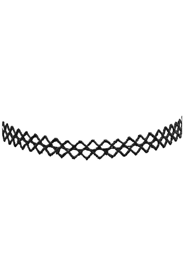 Lattice Choker Necklace, Main, color, BLACK