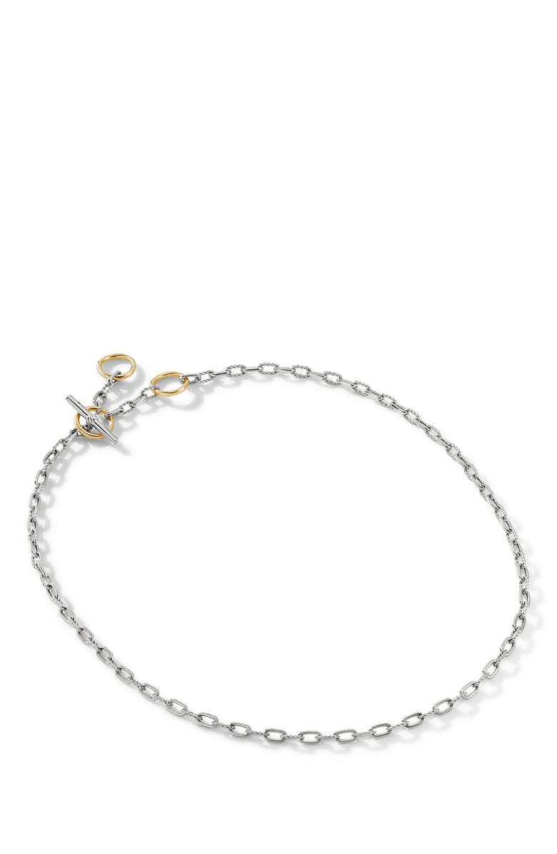 David Yurman DY Madison<sup>®</sup> Three Ring Chain Necklace in Sterling Silver with 18K Yellow Gold, 3mm, Alternate, color, 