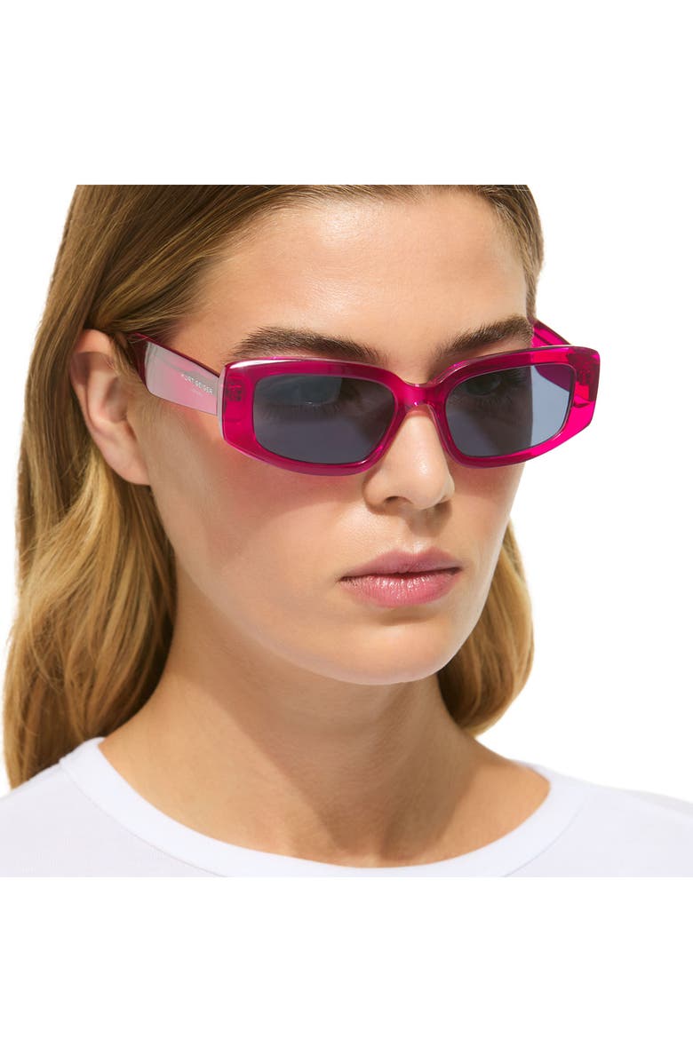 Kurt Geiger London 54mm Rectangular Sunglasses, Alternate, color, Fuchsia Crystal/ Grey