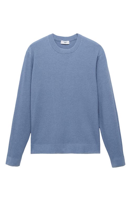 Mango Regular Fit Crewneck Rib Sweater In Blue